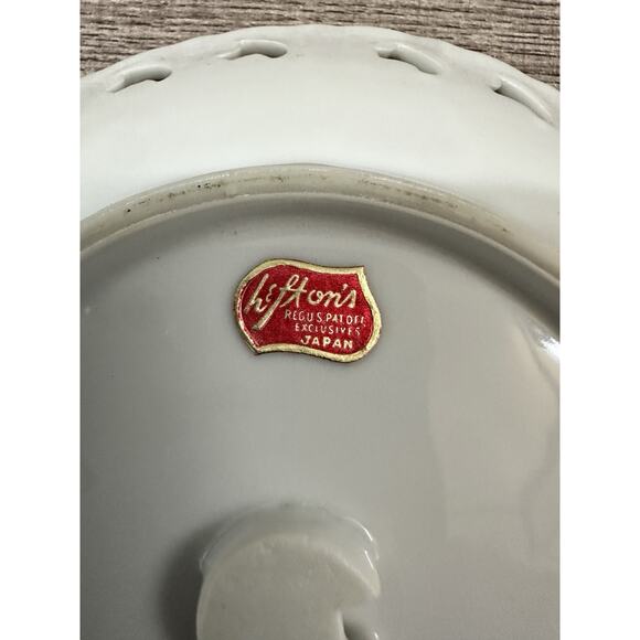 VTG Lefton Pink Roses Floral Chintz Footed Plate Pedestal Serving Dish *READ* - Picture 6 of 8